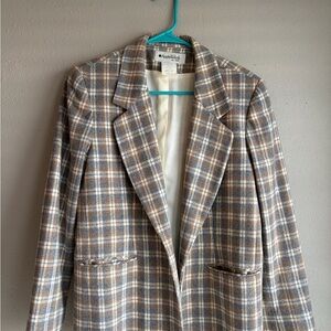 Appleseed's Gray and Brown Plaid Blazer
